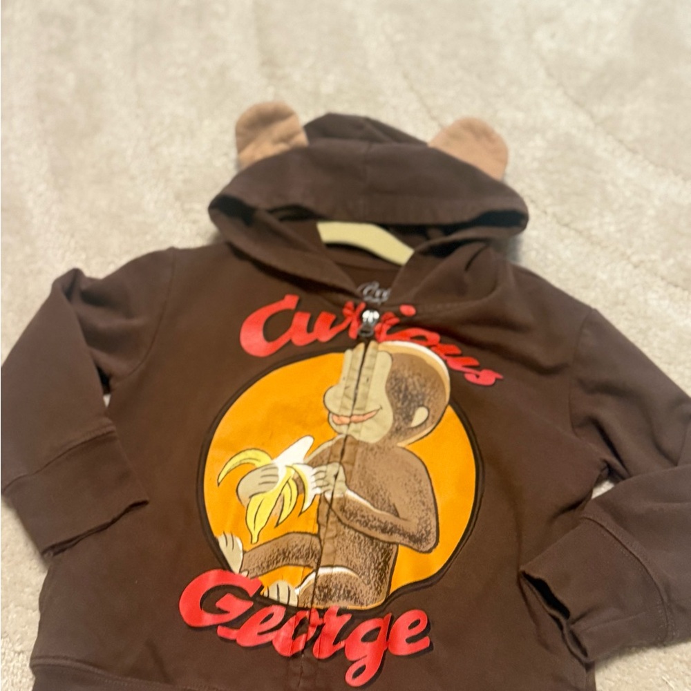 Curious George hooded Zip Up with Ears 3T